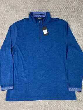 Bugatchi 1/4 Zip Pullover Men's XXL Navy Blue Golf Performance Quarter Q Zip 2XL